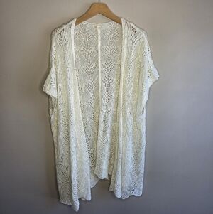 Mystree Cream Open Knit Short Sleeve Cardigan Cottagecore Boho Hippie Fairycore